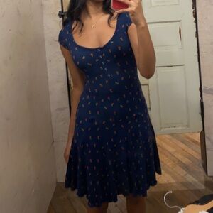 Urban Outfitters Navy Mini Dress with Red Floral Print